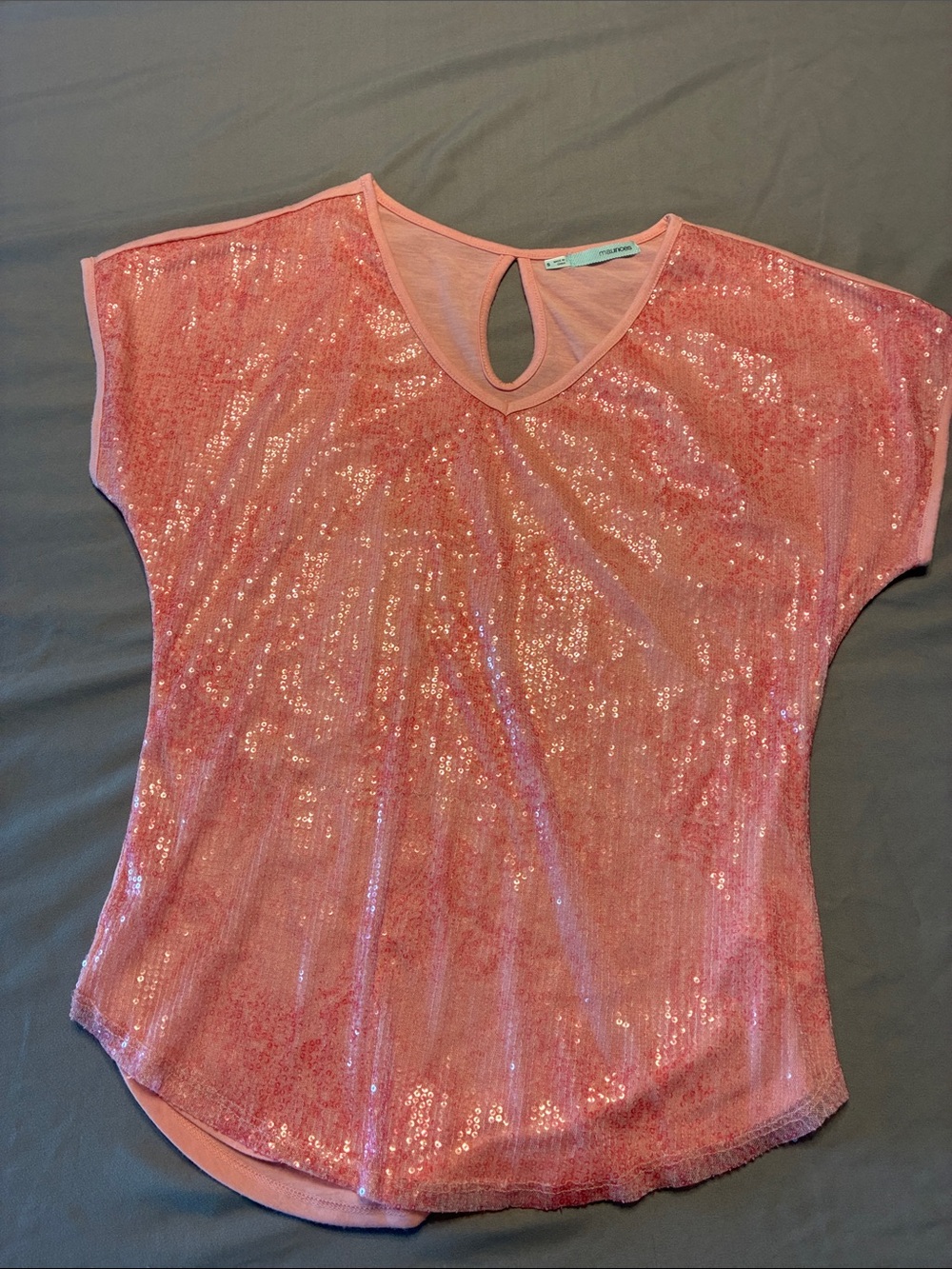 Maurices Peach Sequin Keyhole Tunic